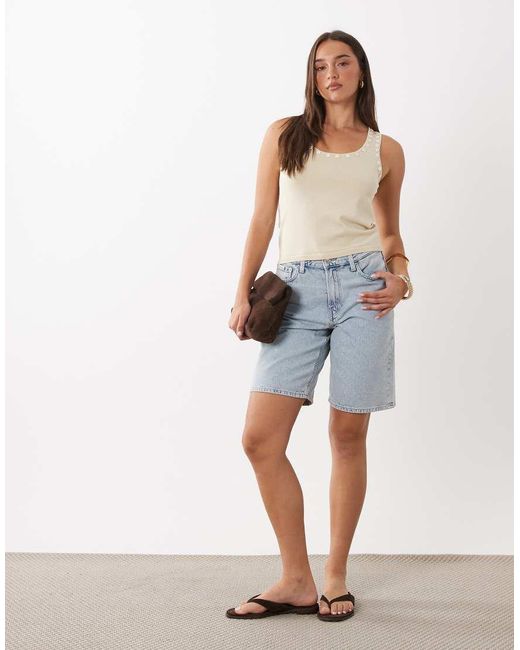 Mango Brown Racer Vest Top With Button Detail