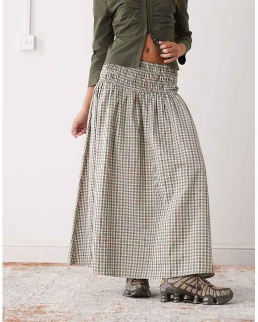 Collusion Geruite Midirok Met Stroken in het Multicolor