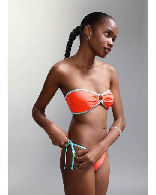 Mango Orange Teen Bandeau And Tie Waist Bikini Set