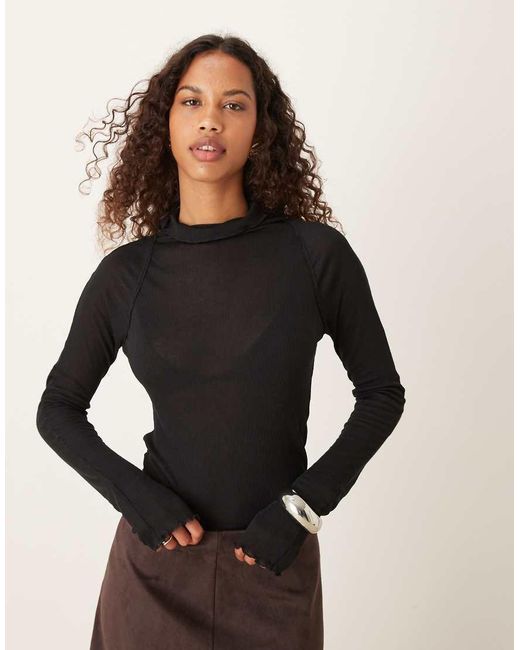 Free People Black High Neck Layering Top
