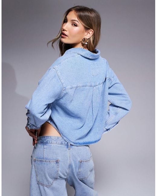River Island Blue – kurz geschnittenes jeanshemd