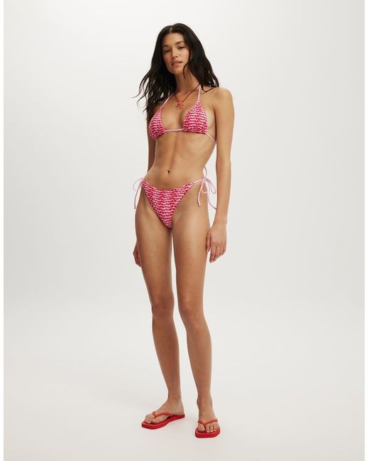 Cotton On Red Palm Springs Crochet Micro Thong Bikini Bottom
