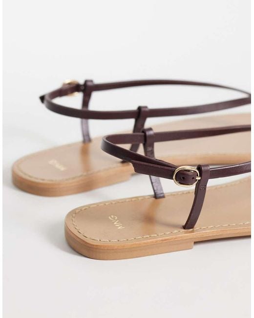 Mango Red 100% Leather Strappy Flat Sandals