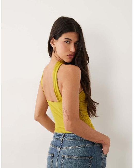 ASOS Yellow Slinky Scarf Look Bandeau Bodysuit