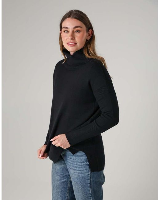 French Connection Blue Cosy Ribbed Roll Neck Long Sleeve Jumper