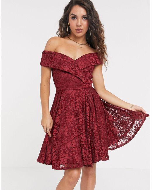 club l bridesmaid bardot detail skater dress