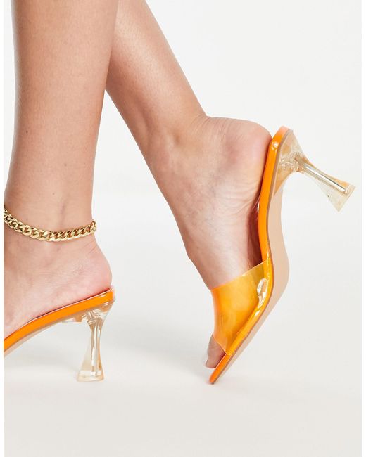 SIMMI Orange Simmi London Wide Fit Mid Heeled Mule Sandals