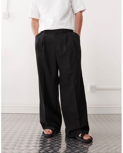 Weekday White Wide Leg Tailored Trousers With Front Pleats for men