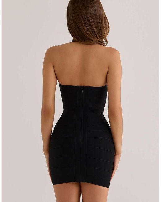 House Of Cb Black The Silhouette Halter Neck Bandage Mini Dress