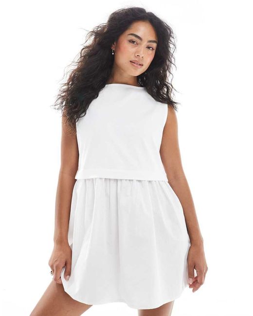 Miss Selfridge White Cotton Poplin Smock Dress