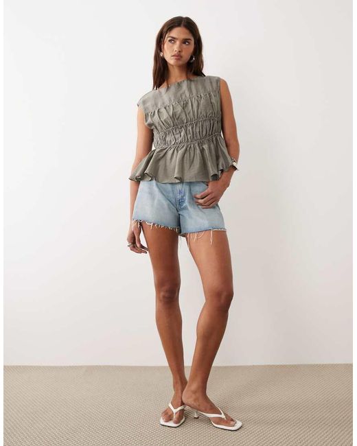 BRONZE SNAKE Brown Cierra Shirred Top
