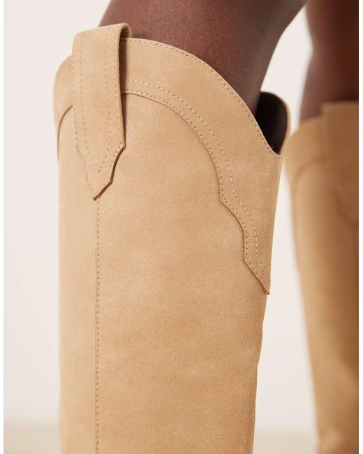 ASOS Natural Claudette Western Knee Boot