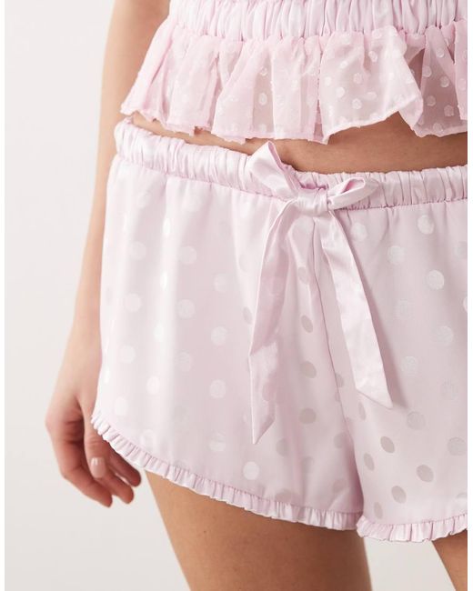 For Love & Lemons Pink Slotted Hearts Sleep Short Co-Ord