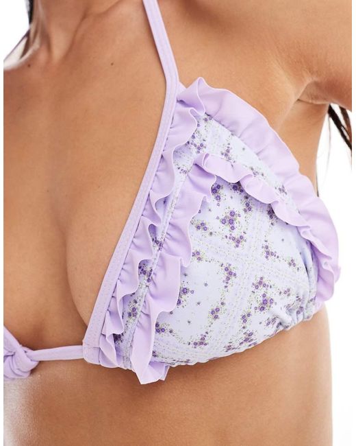 Miss Selfridge White Frill Triangle Bikini Top