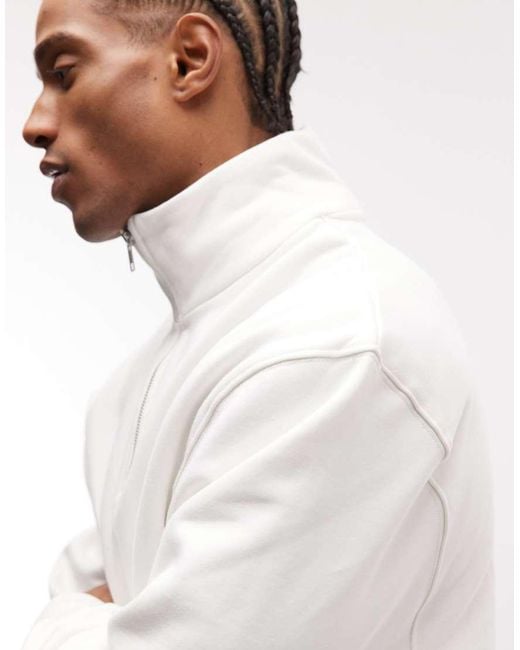ASOS Gray Premium Heavyweight Oversized Quarter Zip Sweatshirt for men