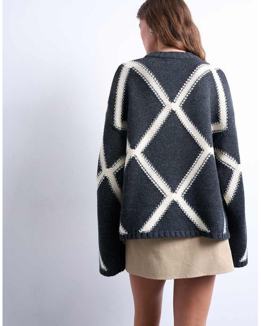 TOPSHOP Multicolor Knitted Argyle Jumper