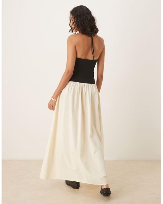 ASOS Natural Halter Neck Dropped Waist Maxi