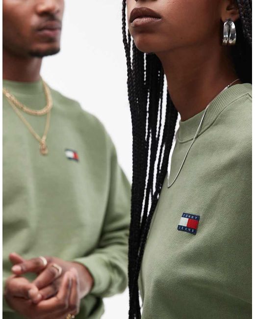 Felpa Slavato Con Toppa Del Logo di Tommy Hilfiger in Green