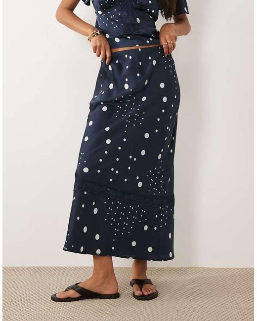 Wednesday's Girl Blue Midaxi Satin Skirt