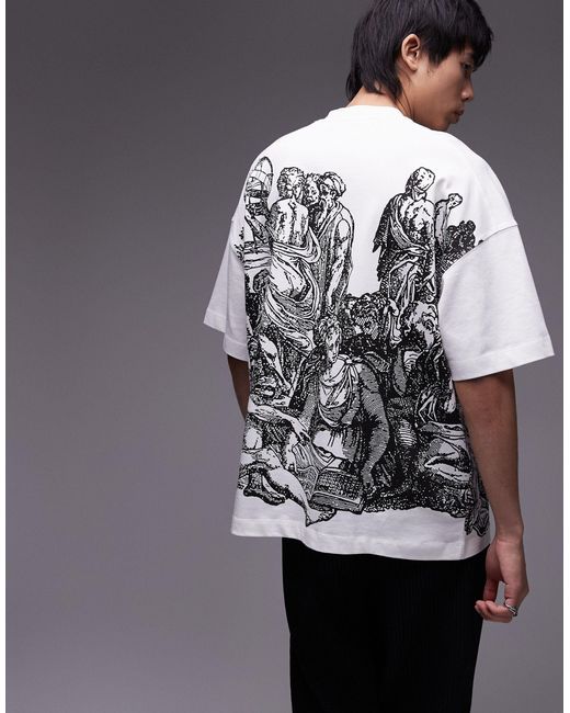 Topman Gray Heavyweight Extreme Oversized Fit T-shirt With All Over Astrologists Print for men