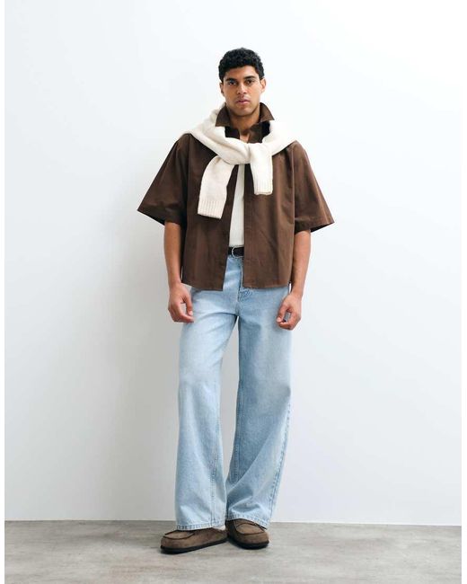 ASOS Brown Oversized Poplin Shirt for men