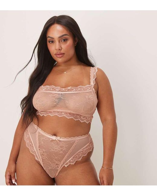 ASOS Brown Asos Design Curve Ivy All Over Lace High Waist Brazilian Brief