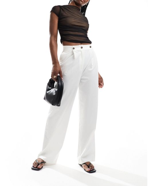 Pimkie White Tailored Straight Trouser With Front Pleat Detail