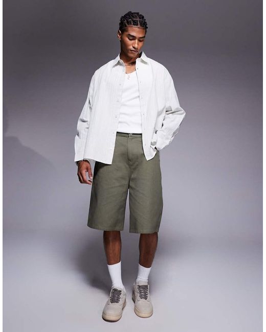ASOS Gray Oversized Shirt With Curved Split Hem for men