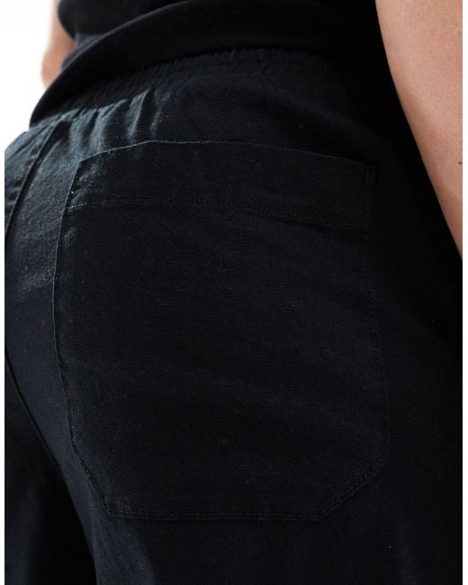 ASOS Black Relaxed Linen Pants for men