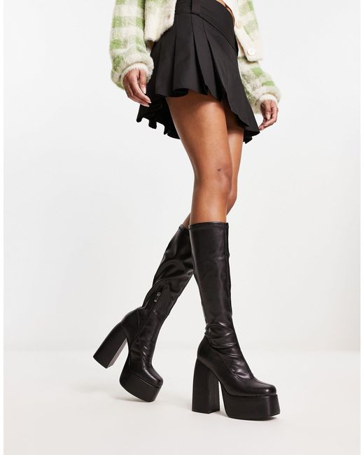 Koi - restless riser - bottes hauteur genou à semelle plateforme - noir Koi Footwear en coloris White