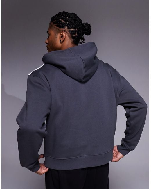 ASOS Blue Oversized Dropped Shoulder Hoodie With Shoulder Tape for men