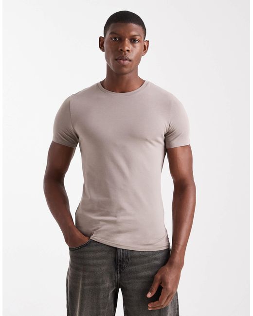 ASOS Gray Essentials Muscle Fit T-shirt for men