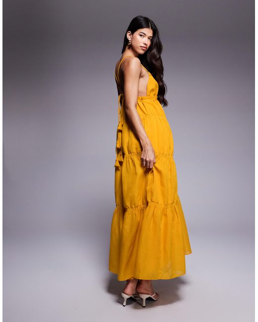 ASOS Yellow – gestuftes camisole-maxikleid