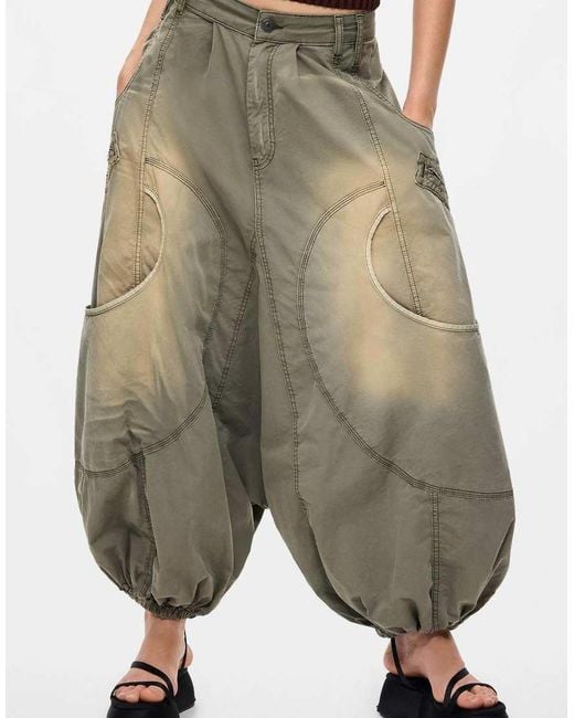 Desigual Gray Fluid Cargo Pants