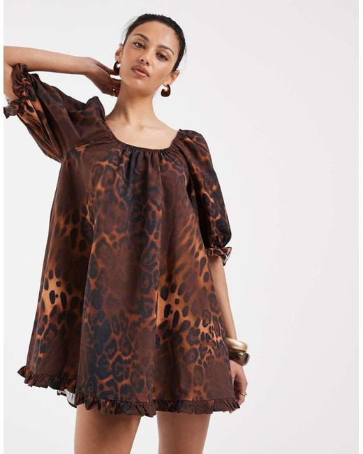 ASOS Red Frill Sleeve Trapeze Dress