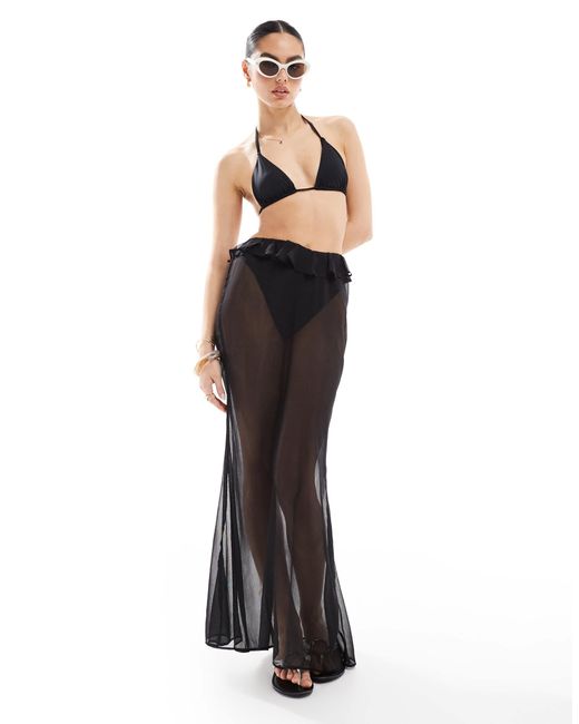 Miss Selfridge White – strand-maxirock aus chiffon