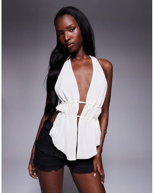 Oh Polly Larisa Split Front Top in Black | Lyst Oh Polly Larisa Split Front Top in Black | Lyst