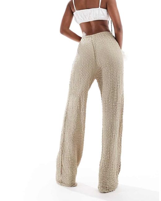ONLY Natural Textured Wide Leg Trousers
