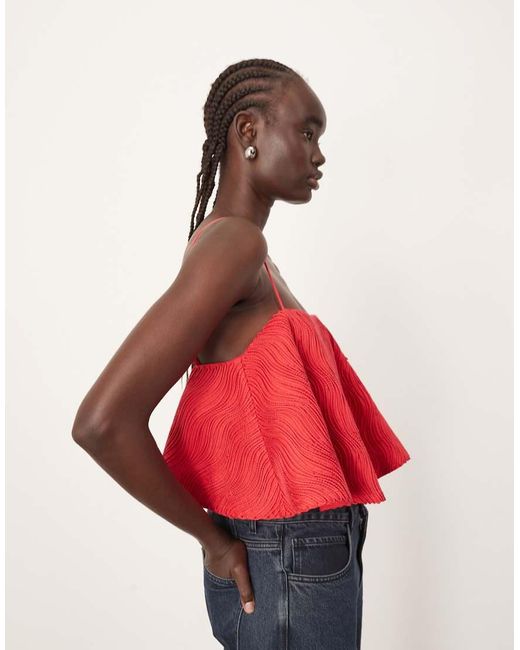 ARRANGE Red Wavey Texture Structu Trapeze Cami Top