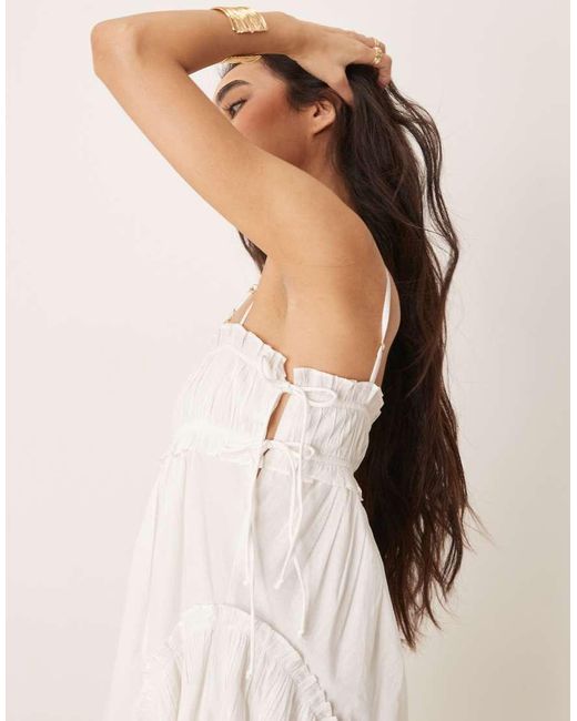 ASOS Natural Babydoll Mini Sundress With Ruffle Hem