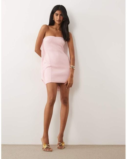 ASOS Pink Structured Bandeau Mini Dress With Bubble Back Detail