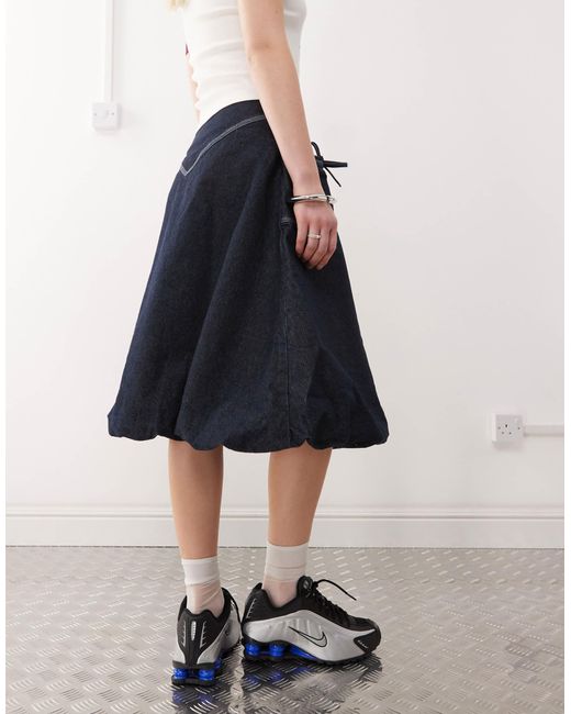 Collusion Red Bubble Hem Midi Skirt