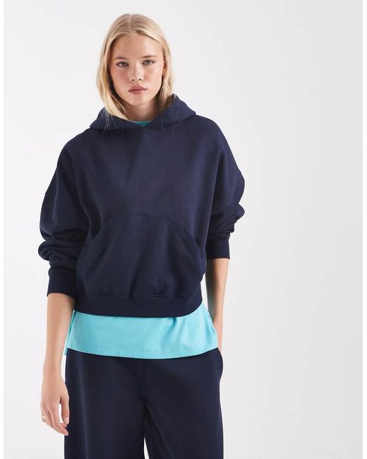 ASOS Blue Boxy Brushback Hoodie