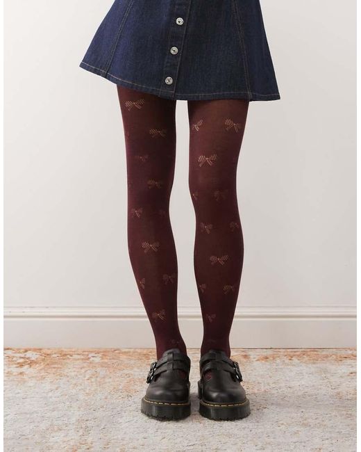 Pretty Polly Blue Bow Pattern Tights