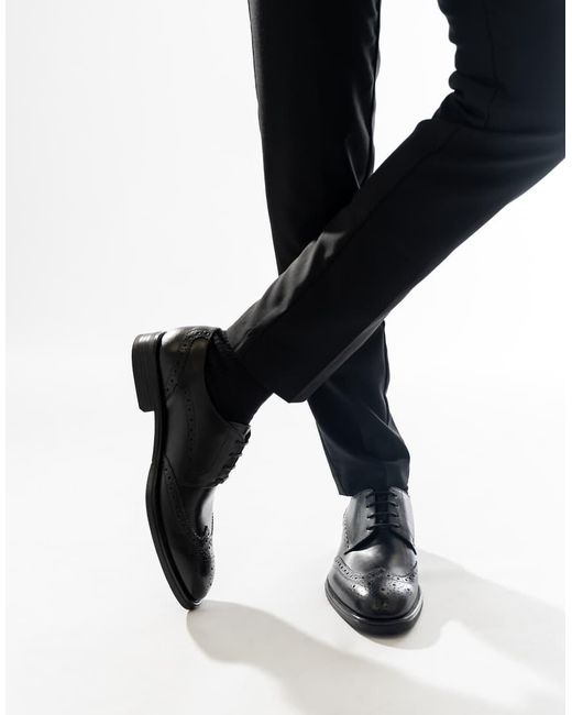 Base London Black Pocket Brogue Shoe for men
