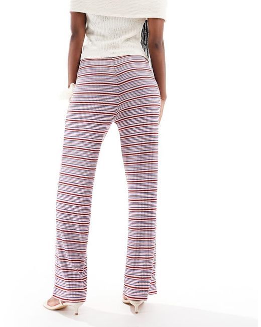 Pieces Geribbelde Broek Met Wijde Pijpen in het Purple