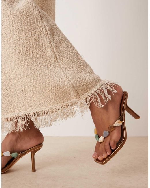 ASOS Natural Premium Textured Maxi Skirt With Fringe Hem Co-ord