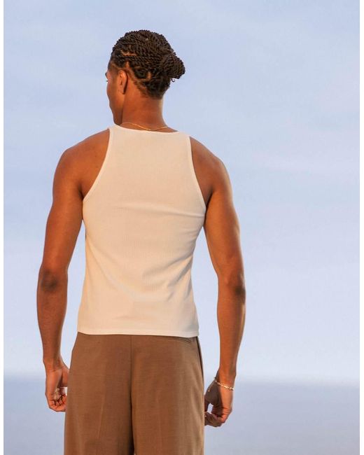 ASOS Hoogsluitend Muscle Fit Hemd Van Zware Stof in het Blue voor heren