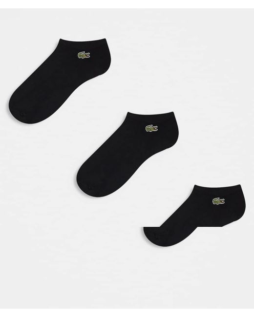 Pack De 3 Calcetines Tobilleros Negros De Lacoste de hombre de color Black