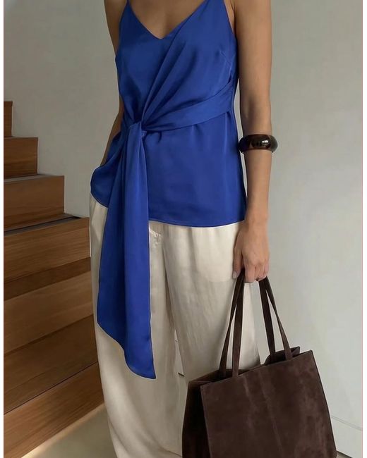 NA-KD Blue Wrap Tie Strap Top